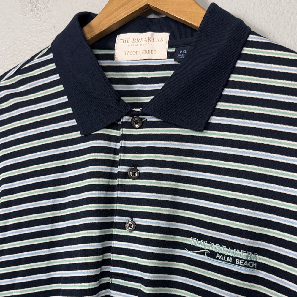 The Breakers Palm Beach Navy‎ Striped Men's Polo Shirt